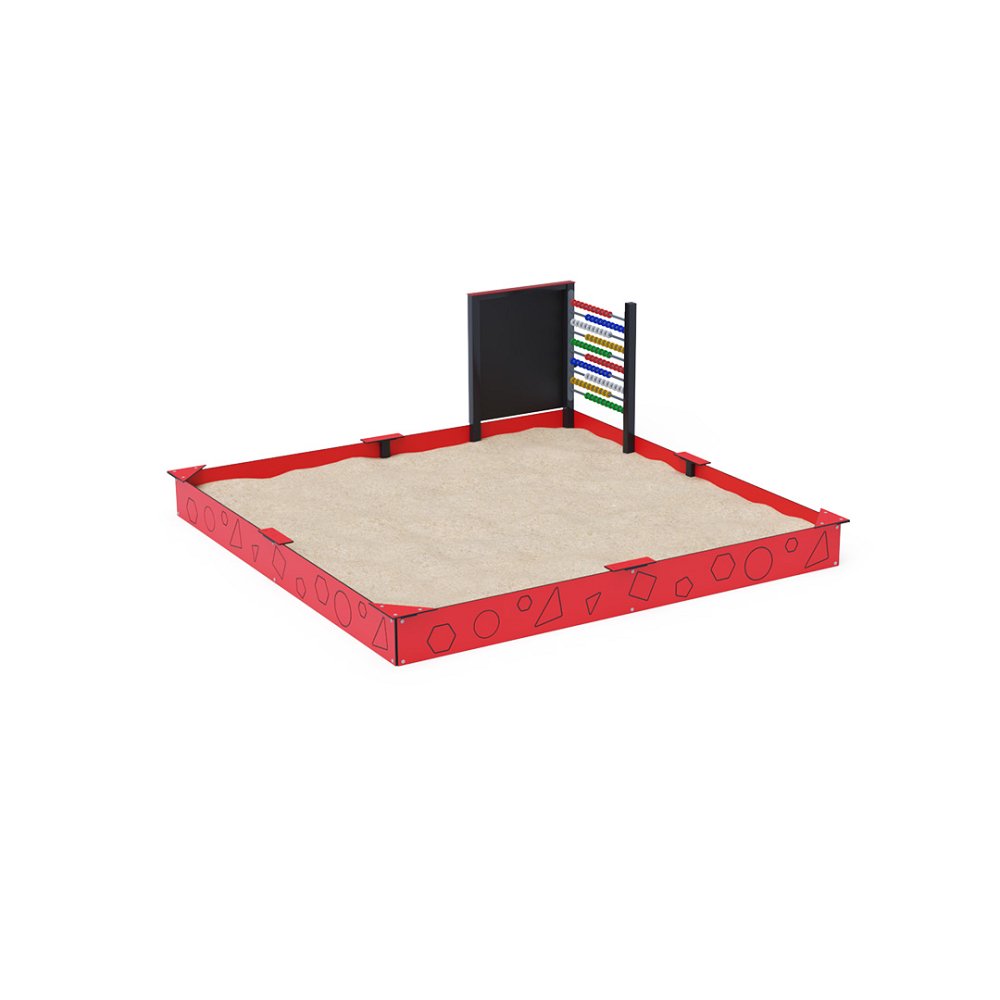 Pädagogischer Sandkasten 3 × 3 m mit Zeichentafel und Zähler VVZ-PD004