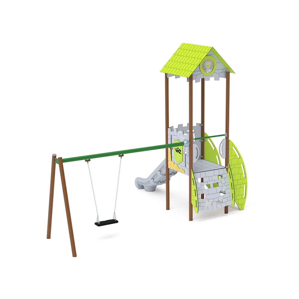 Einturm-Kombispielanlage - Hoch, mit Dach VVZ-VZP1-002-10