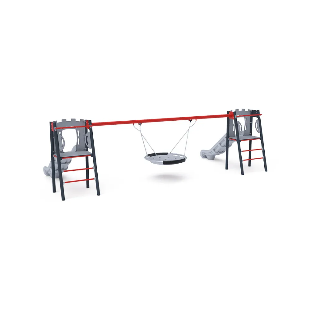 Doppelrutsche mit Schaukel - Sitz 1x Nest VVZ-AP009-10