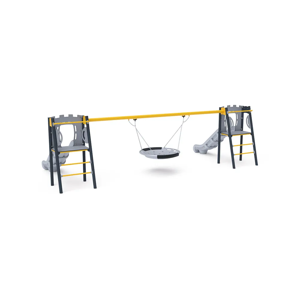 Doppelrutsche mit Schaukel - Sitz 1x Nest VVZ-AP009-10