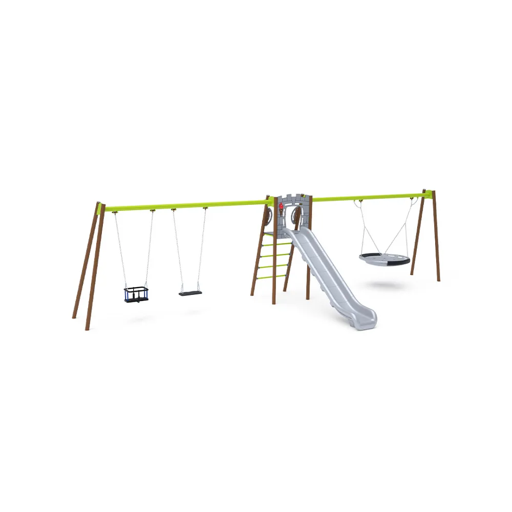 Doppelrutsche mit Schaukel - Sitz 1x Classic, 1x Baby, 1x Nest VVZ-AP006-15