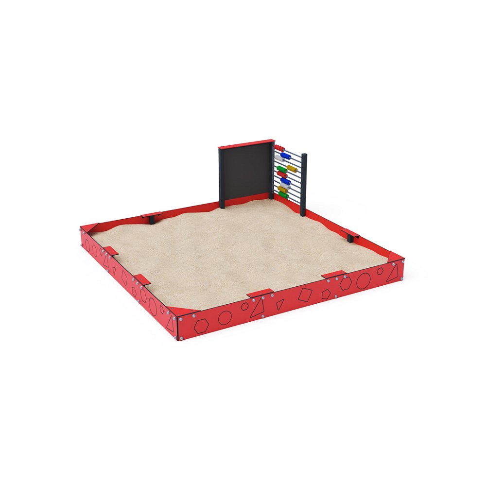 Pädagogischer Sandkasten 3 × 3 m mit Zeichentafel und Zähler VVZ-PD004