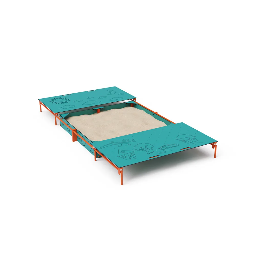 Pädagogischer Sandkasten 2 × 2 m mit Abdeckung VVZ-PD011