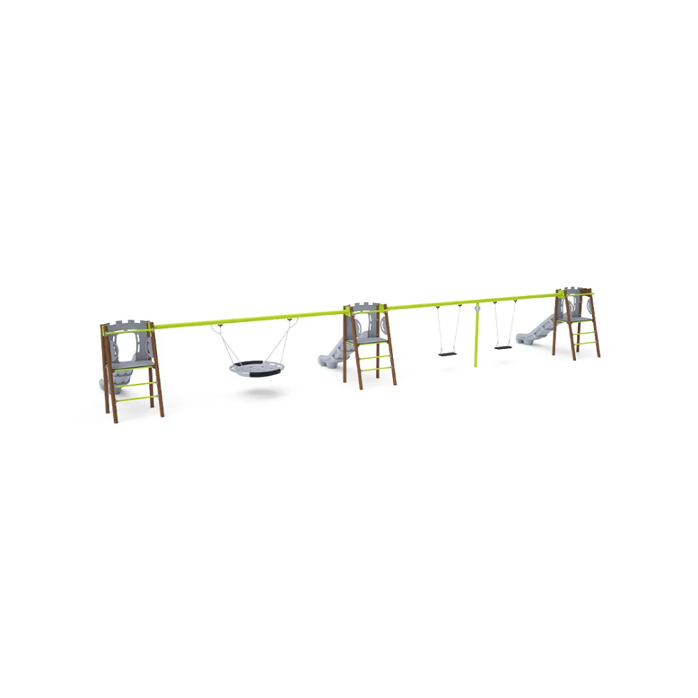 Dreifachrutsche mit Schaukel - Sitz 2x Classic, 1x Nest VVZ-AP011-10